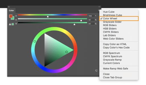 Utilice la rueda de colores para la selección de colores