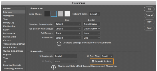 Preference to increase UI size