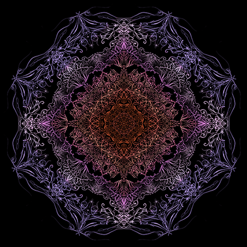 Patrón creado con simetría mandala. (Ilustraciones diseñadas por Mike Shaw).